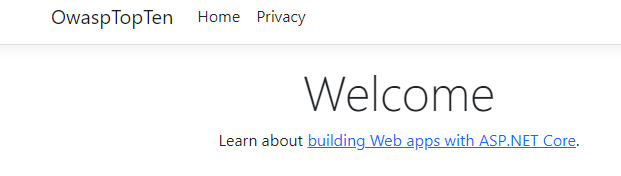 ASP.NET Core Web application Welcome page
