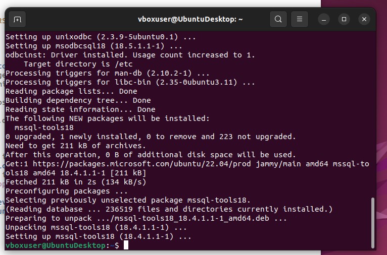 Output of Installation Script