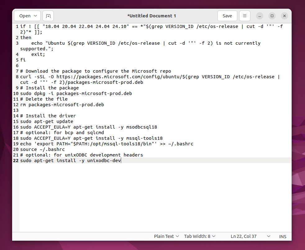 Install Script Copied to Text Editor