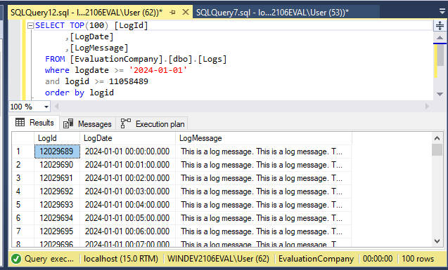 SQL Query With Top 100